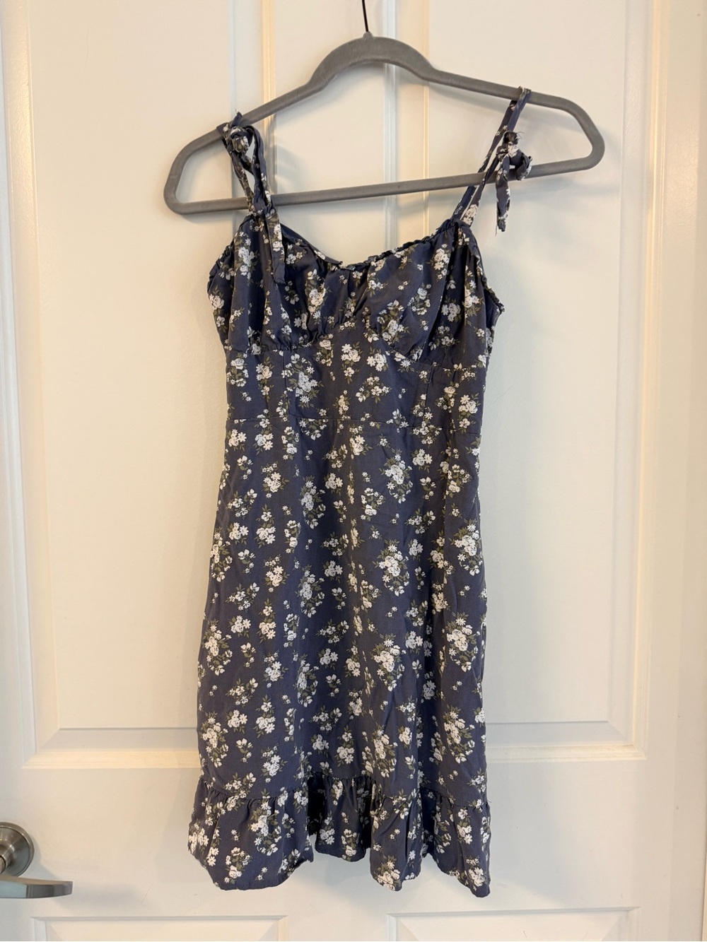 Hollister Navy Floral Tie-Strap Mini Dress